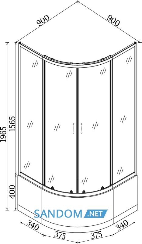 Душевая кабина Bravo Warta H90FS 90x90x195 с глубоким поддоном