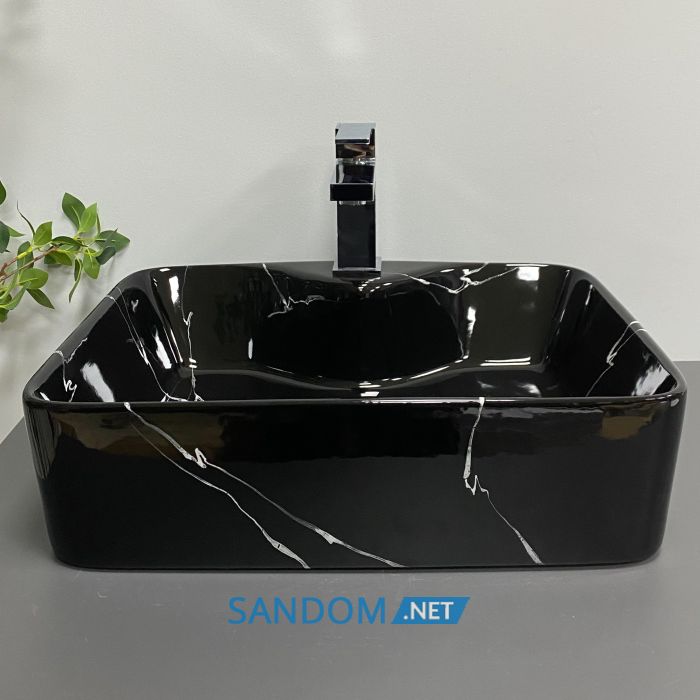 Умивальник накладний VBI FORLI BLACK MARMO GLOSSY 48x37