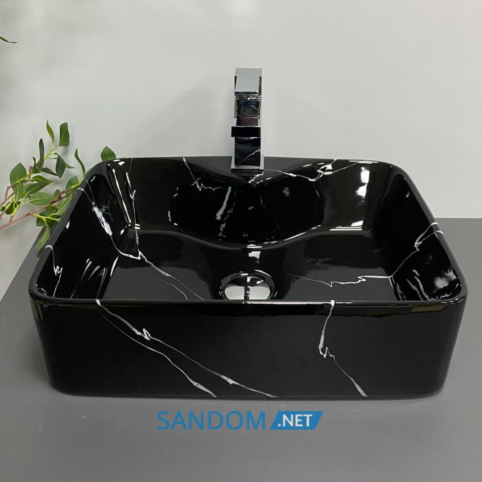 Умивальник накладний VBI FORLI BLACK MARMO GLOSSY 48x37