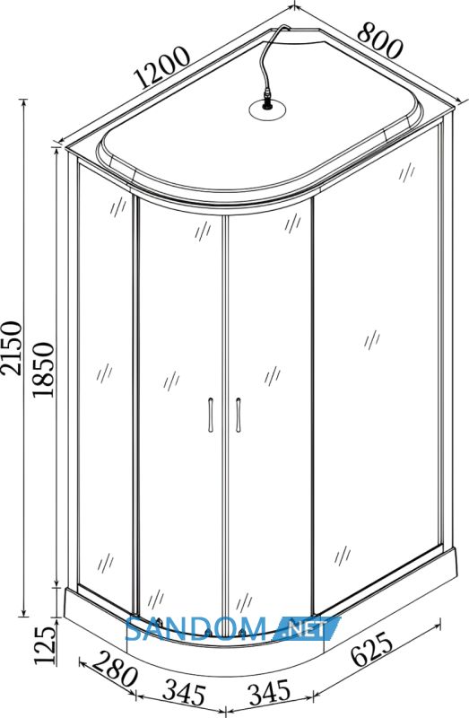 Душовий бокс BRAVO REGA L120FFS 120x80x215