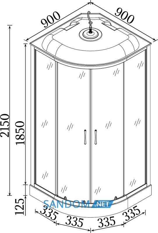 Душовий бокс BRAVO BARYCZ L90GBB 90x90x215