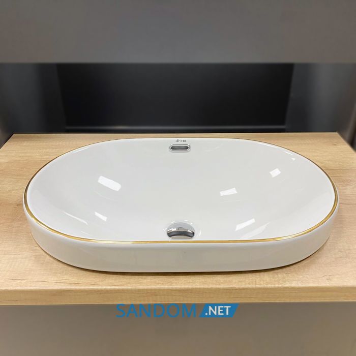 Умывальник врезной VBI GAETA WHITE GOLD EDGE 61x40