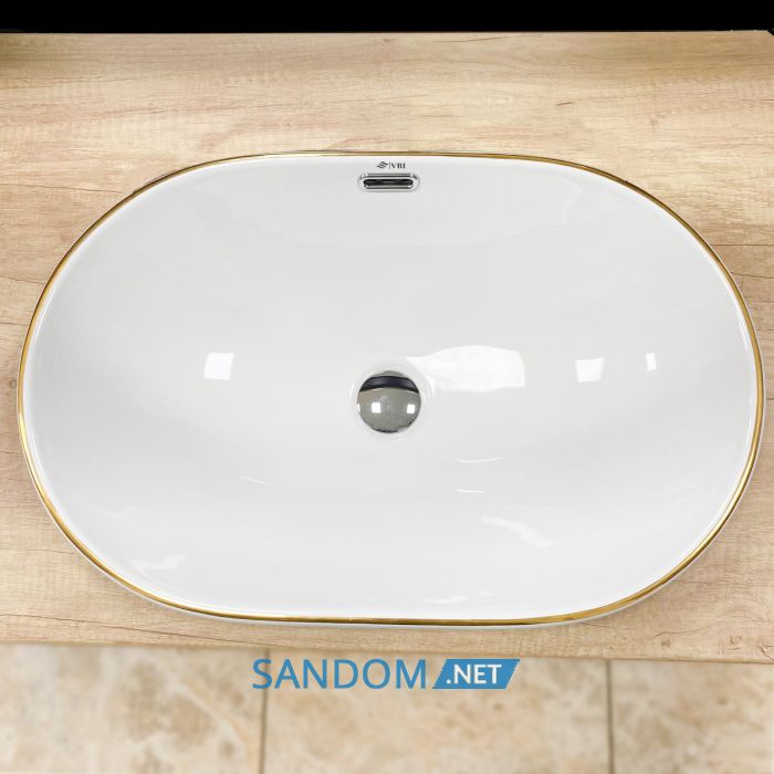 Умывальник врезной VBI GAETA WHITE GOLD EDGE 61x40