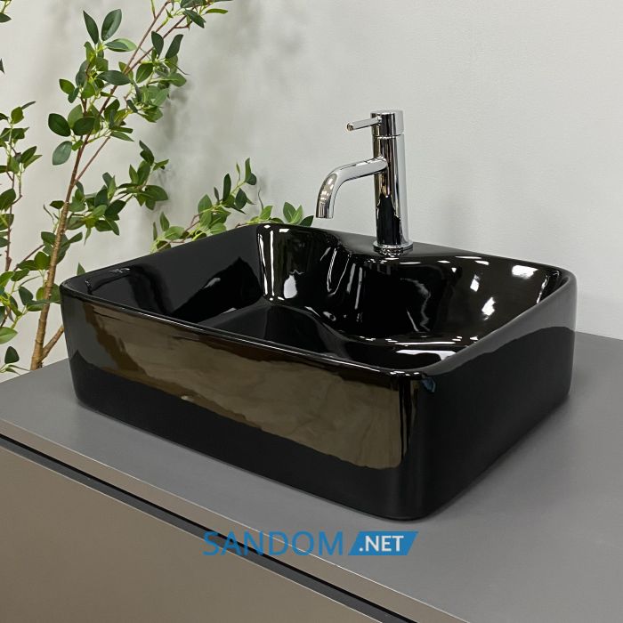 Умивальник накладний VBI FORLI BLACK GLOSSY 48x38