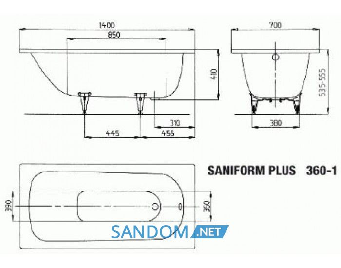 Ванна стальная Kaldewei Saniform Plus 140x70  