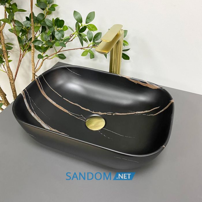 Умывальник накладной VBI RAVENNA BLACK STONE MATT 46x32,5