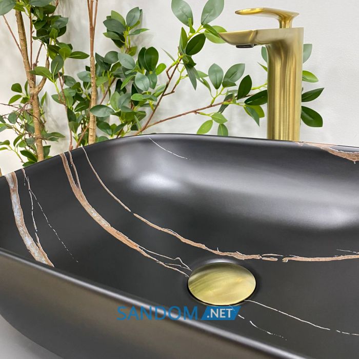 Умывальник накладной VBI RAVENNA BLACK STONE MATT 46x32,5
