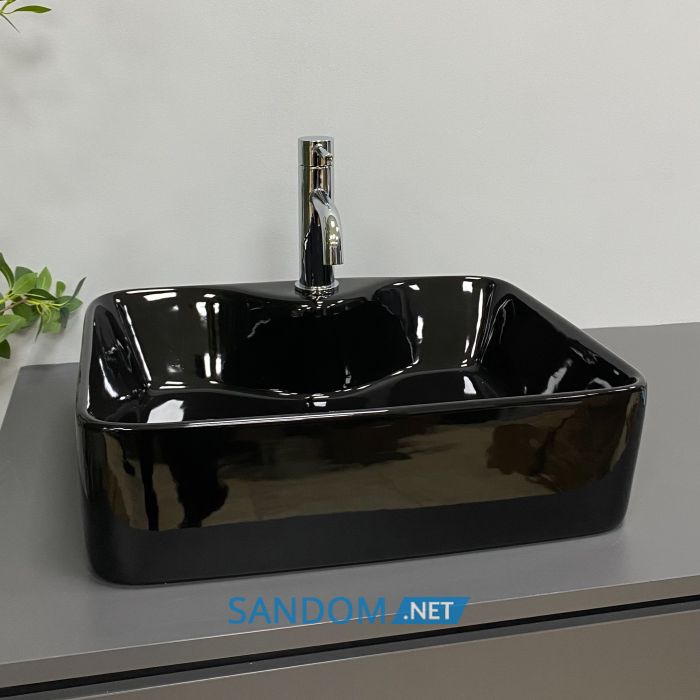 Умивальник накладний VBI FORLI BLACK GLOSSY 48x38