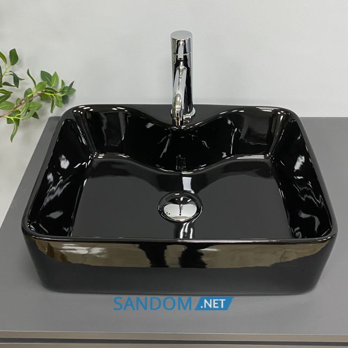 Умивальник накладний VBI FORLI BLACK GLOSSY 48x38
