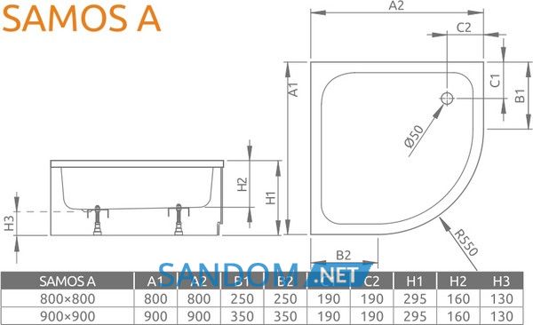 Душовий піддон Radaway Samos A 80x80 4S88300-03