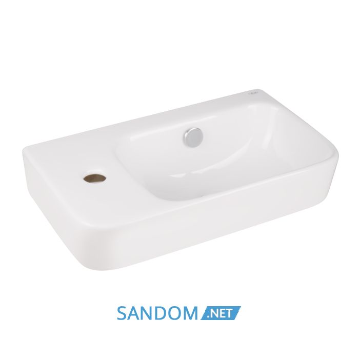 Раковина Qtap Tern 45х26 з донним клапаном QT17115117LW, ліва