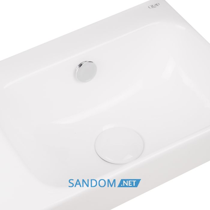 Раковина Qtap Tern 45х26 з донним клапаном QT17115117LW, ліва