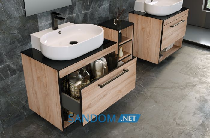 Тумба Imprese BLACK EDGE 70 дуб зі стільницею та умивальником
