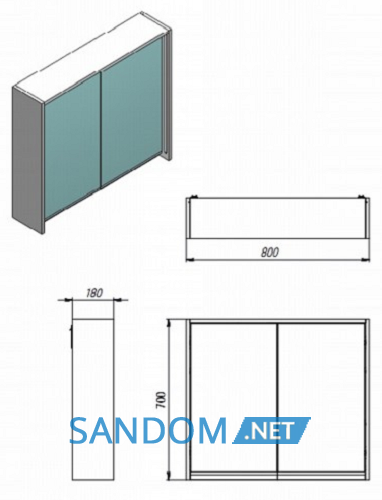 Дзеркальна шафа у ванній кімнаті Juventa Savona SvM-80