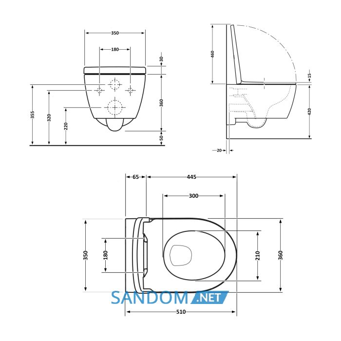 Унитаз подвесной Qtap Scorpio безободковый Ultra Quiet с сиденьем Soft-close QT14332380AW