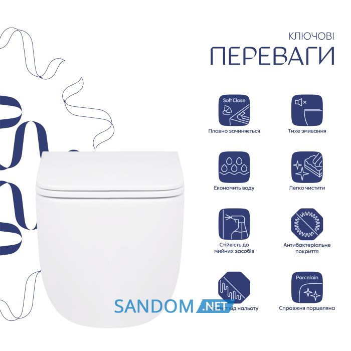 Унитаз подвесной Qtap Gemini Ultra Quiet безободковый с сиденьем Soft-close QT2533076EUQW