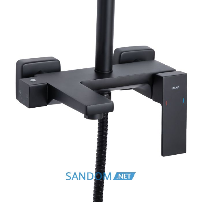 Душевая система Qtap Gemini Black Matt со смесителем с изливом