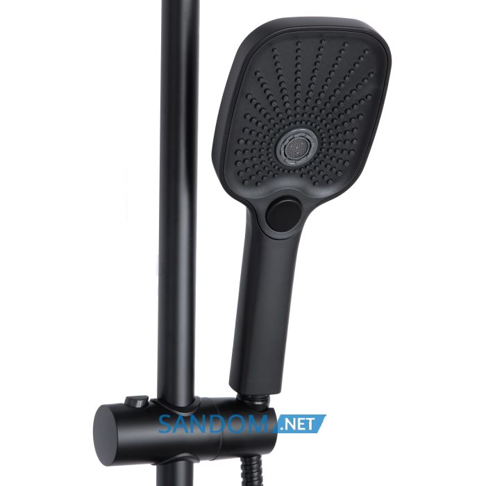 Душевая система Qtap Gemini Black Matt со смесителем с изливом