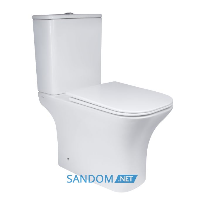 Унитаз компакт Qtap Presto Quadro безободковый с сиденьем Soft-close QT24221215AW