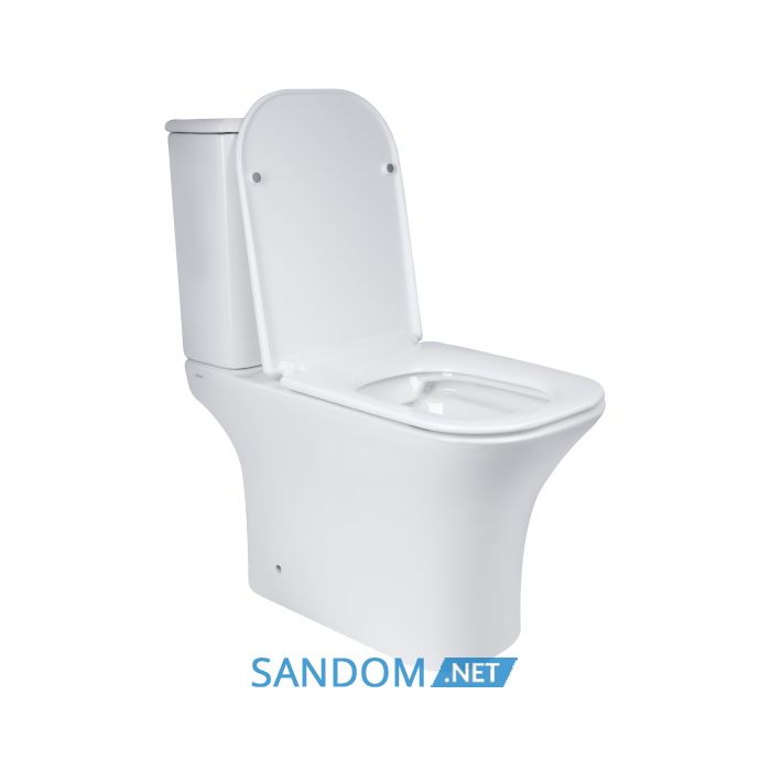 Унитаз компакт Qtap Presto Quadro безободковый с сиденьем Soft-close QT24221215AW