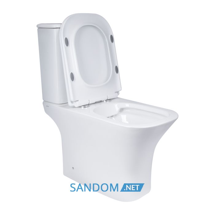 Унитаз компакт Qtap Presto Quadro безободковый с сиденьем Soft-close QT24221215AW