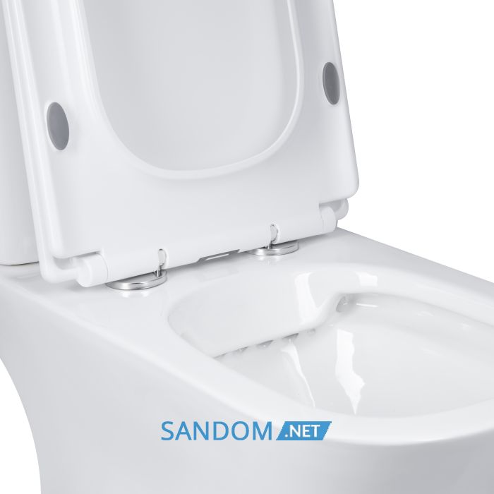 Унитаз компакт Qtap Presto Quadro безободковый с сиденьем Soft-close QT24221215AW