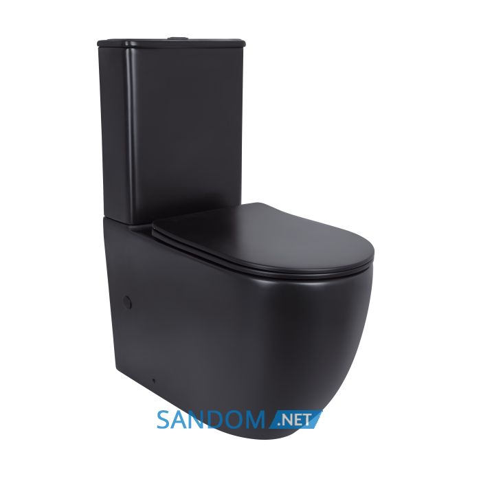 Унитаз-компакт Qtap Robin Ultra Quiet безободковый с сиденьем Soft-Close MATT BLACK