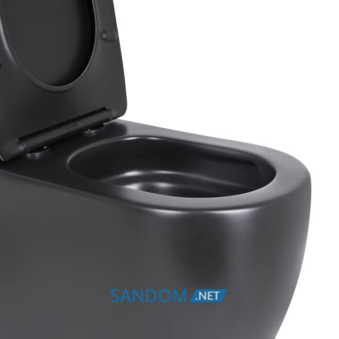 Унитаз-компакт Qtap Robin Ultra Quiet безободковый с сиденьем Soft-Close MATT BLACK