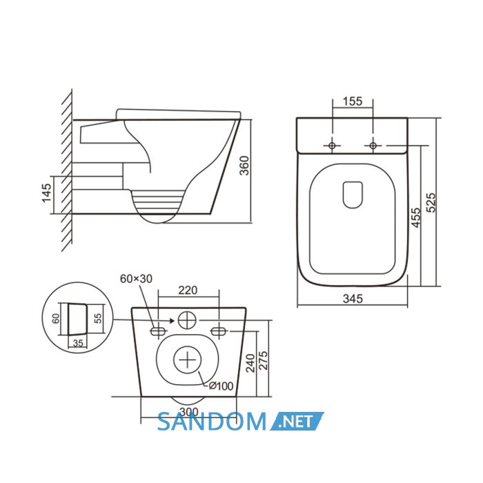 Унитаз подвесной Qtap Tern Ultra Quiet с сиденьем Soft-Close QT17332303AW