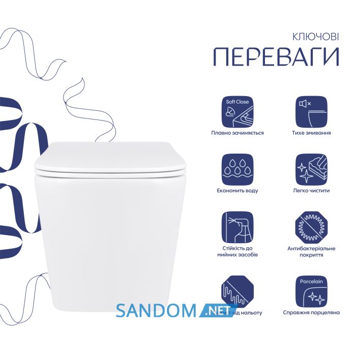 Унитаз подвесной Qtap Tern Ultra Quiet с сиденьем Soft-Close QT17332303AW