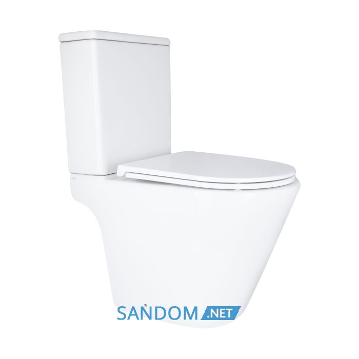 Унитаз компакт Qtap Dove Rimless безободковый с сиденьем Soft-close WHITE QT06228380BW