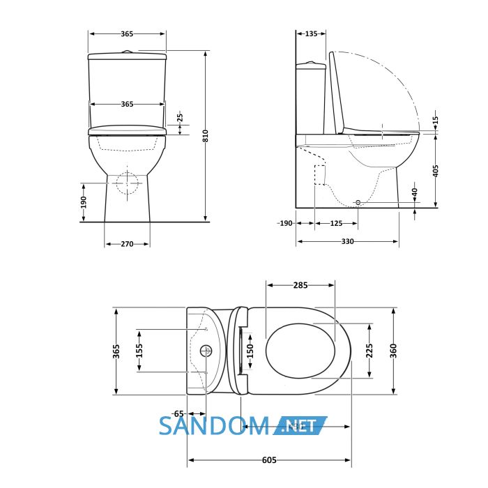 Унитаз компакт Qtap Dove Rimless безободковый с сиденьем Soft-close WHITE QT06228380BW