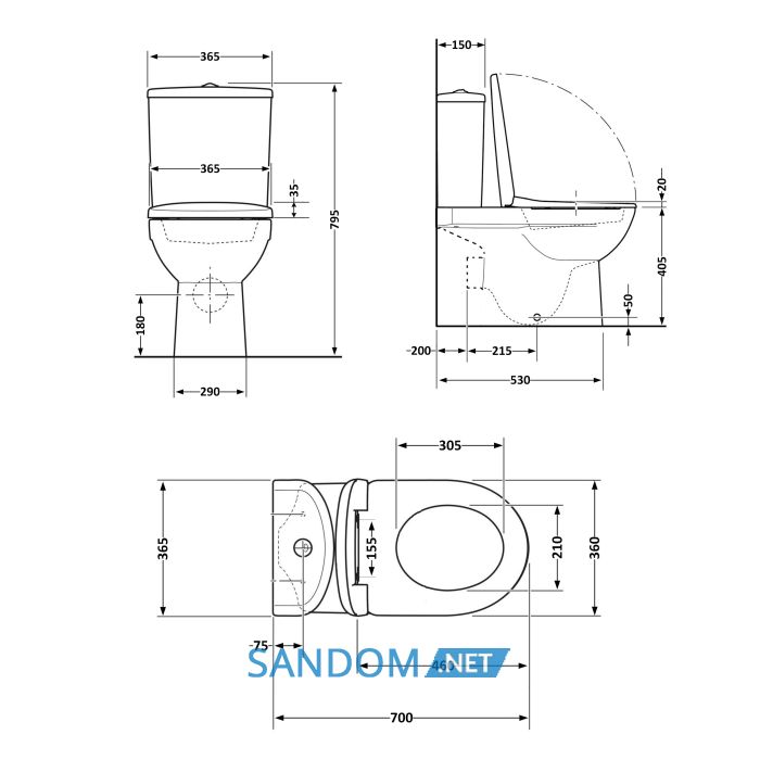 Унитаз моноблок напольный Qtap Kolibri Ultra Quiet безободковый с сиденьем Soft-close WHITE QT10226380W