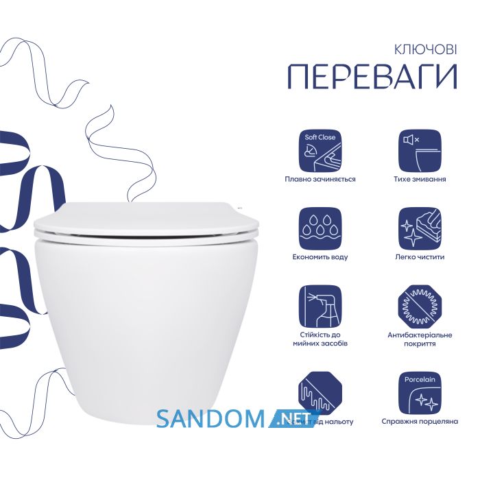 Унитаз подвесной Qtap Jay Ultra Quiet безободковый с сиденьем Soft-close QT07335175W