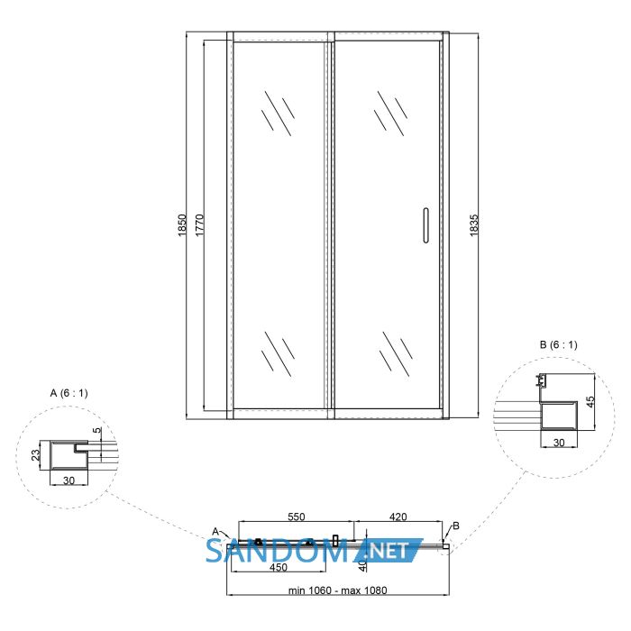 Душевая дверь в нишу Qtap Taurus CRM201-11.C6