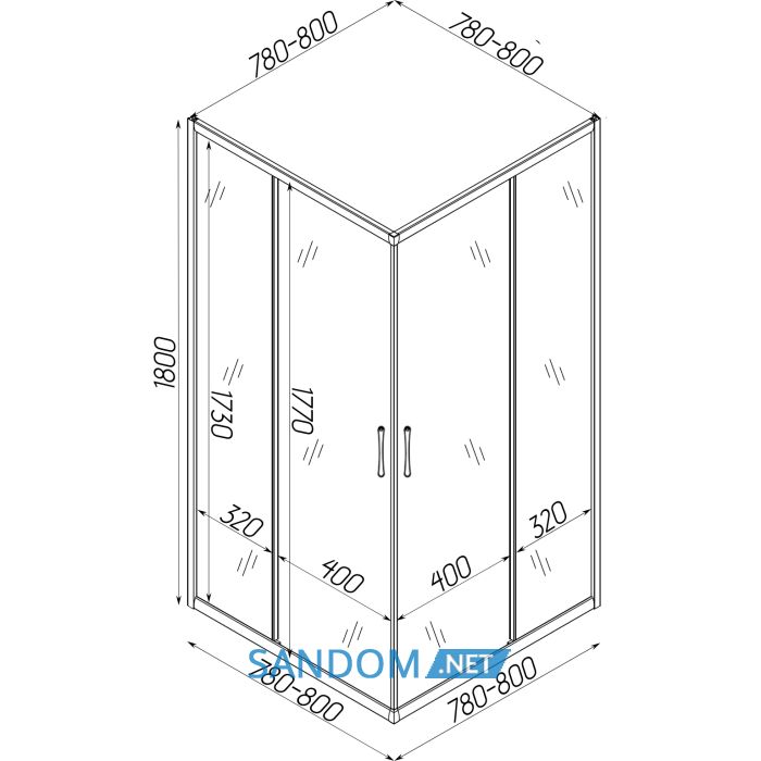 Душова кабіна Bravo Odra N80FS 80x80x180 без піддону