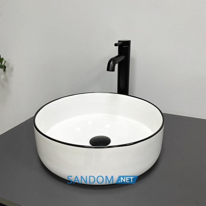 Умывальник накладной VBI PRATO WHITE BLACK EDGE 35,5x35,5