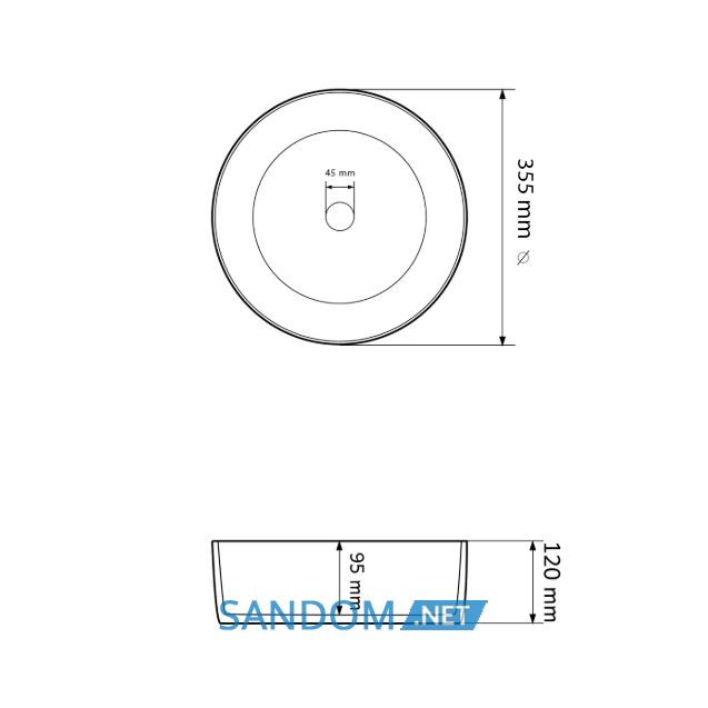 Умывальник накладной VBI PRATO WHITE BLACK EDGE 35,5x35,5