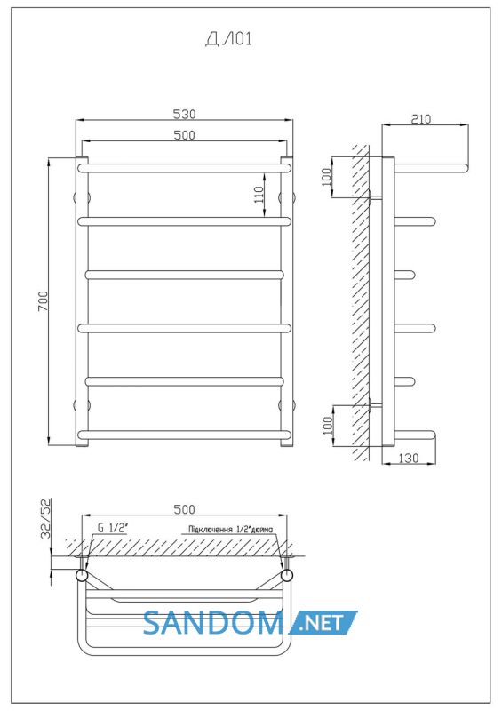 Полотенцесушитель KOSSER Лотос 700х530/6