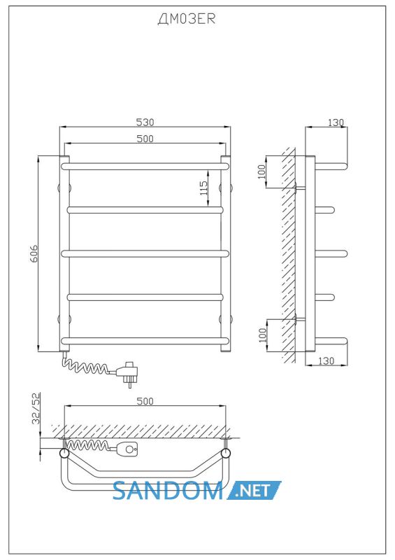 Полотенцесушитель KOSSER Микс 600х500/5 ЕL рег.