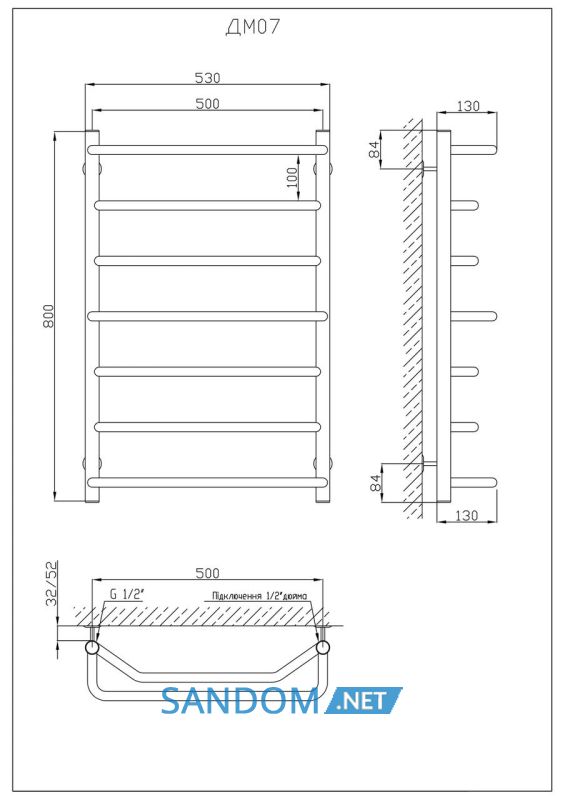 Полотенцесушитель KOSSER Микс 800х530/7
