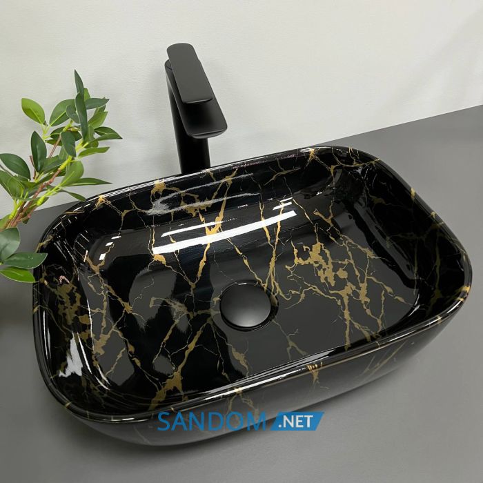 Умывальник накладной VBI RAVENNA MARBLE BLACK GLOSSY 46x32,5