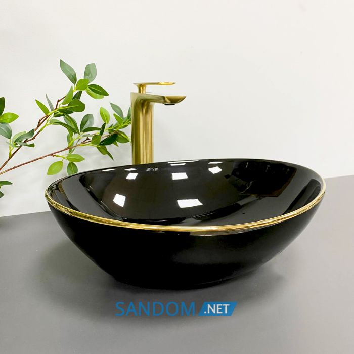 Умивальник накладний VBI PARMA BLACK GOLD EDGE 41,5x33,5