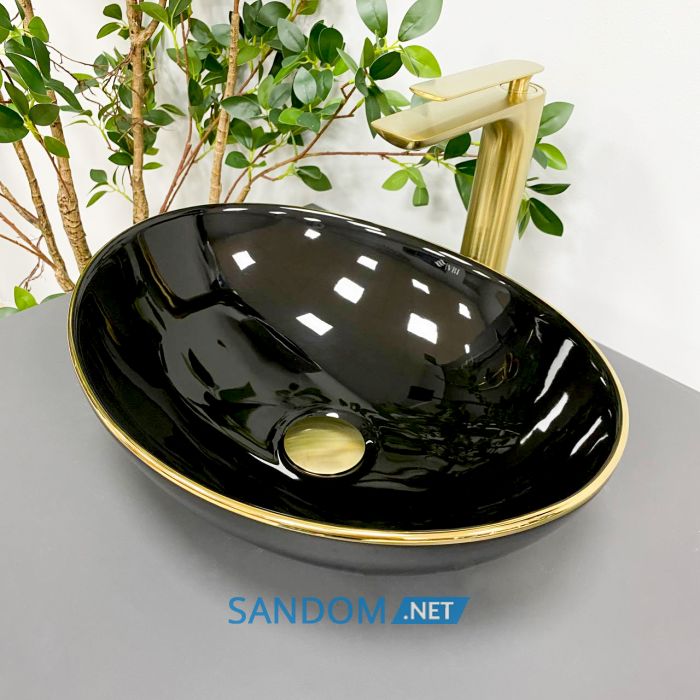 Умивальник накладний VBI PARMA BLACK GOLD EDGE 41,5x33,5