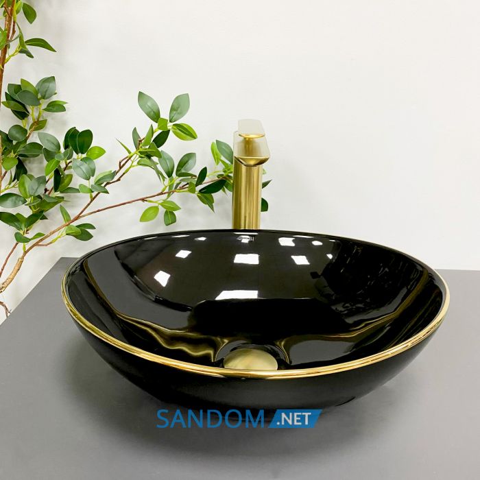 Умивальник накладний VBI PARMA BLACK GOLD EDGE 41,5x33,5