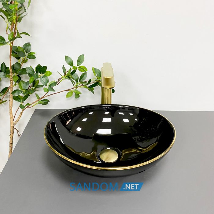 Умивальник накладний VBI PARMA BLACK GOLD EDGE 41,5x33,5