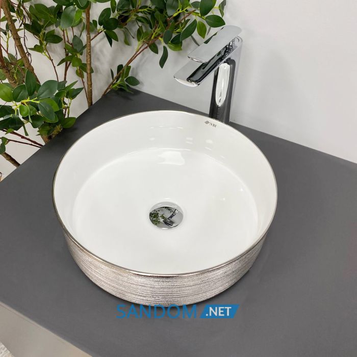 Умывальник накладной VBI PRATO BRUSH SILVER WHITE 36x36