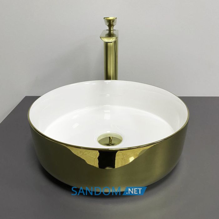 Умывальник накладной VBI PRATO GOLD WHITE 36x36