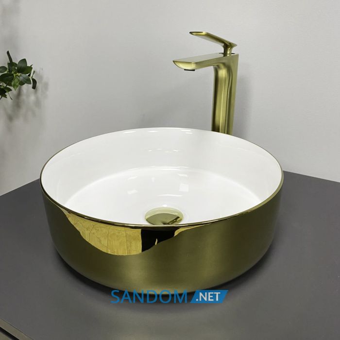 Умывальник накладной VBI PRATO GOLD WHITE 36x36