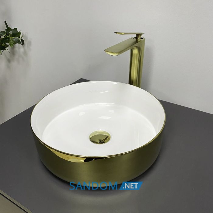 Умывальник накладной VBI PRATO GOLD WHITE 36x36